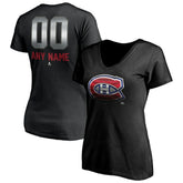 NHL Montreal Canadiens Women's Personalized Midnight Mascot Logo V-Neck T-Shirt