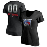 NHL New York Rangers Women's Personalized Midnight Mascot Logo V-Neck T-Shirt
