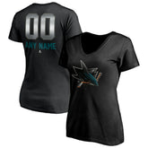 NHL San Jose Sharks Women's Personalized Midnight Mascot Logo V-Neck T-Shirt