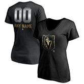 NHL Vegas Golden Knights Women's Personalized Midnight Mascot Logo V-Neck T-Shirt