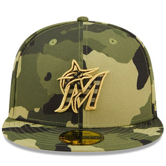 Camo Miami Marlins New Era 2022 Armed Forces Day On-Field 59FIFTY Fitted Hat