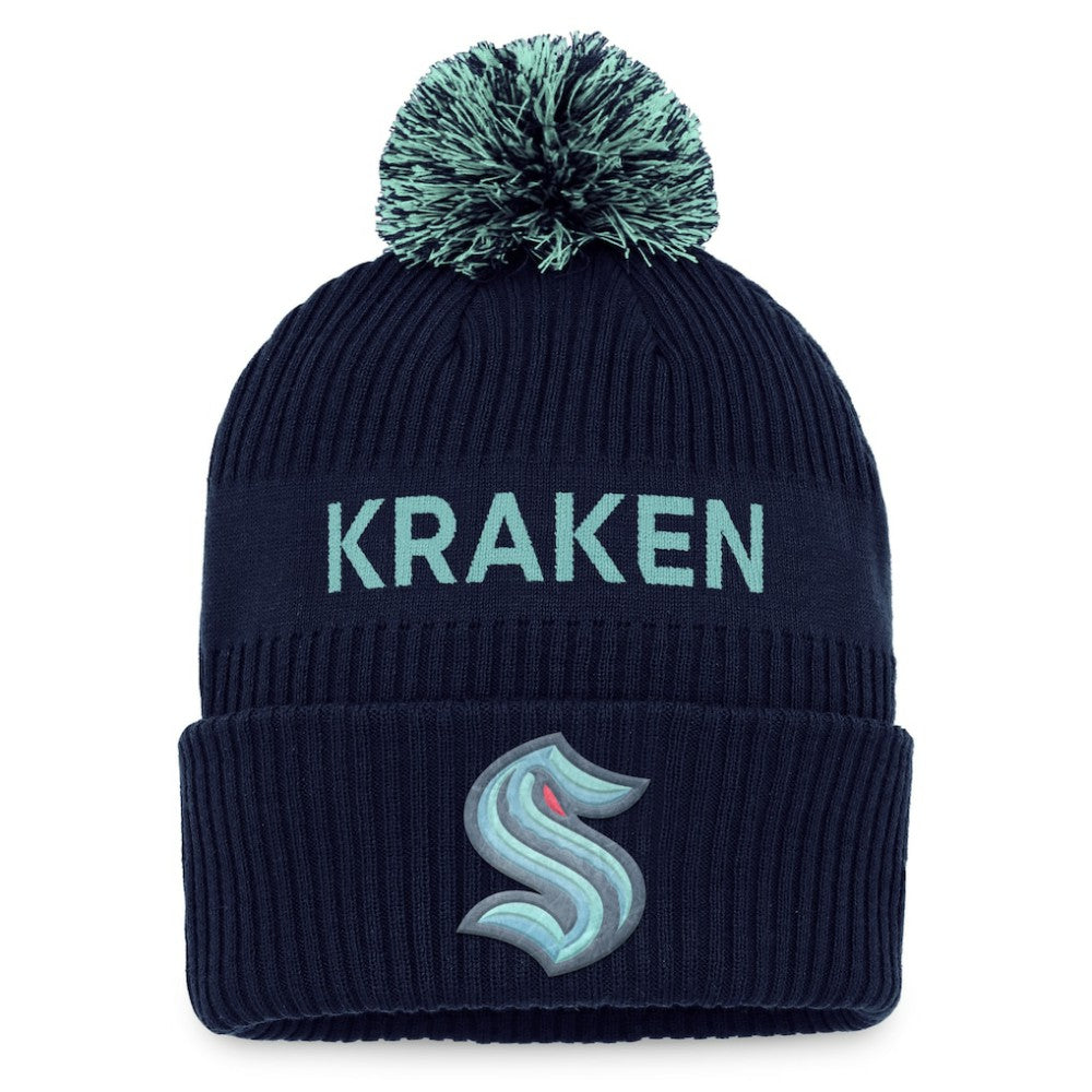NHL Seattle Kraken Fanatics 2022 NHL Draft Authentic Pro Cuffed Knit Hat with Pom