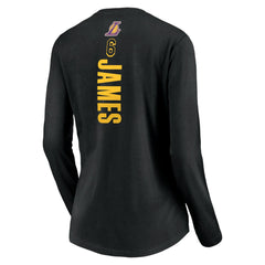 LeBron James Los Angeles Lakers Women's #6 Playmaker Name & Number Long Sleeve V-Neck T-Shirt