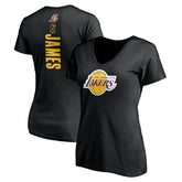 LeBron James Los Angeles Lakers Women's #6 Playmaker Name & Number V-Neck T-Shirt