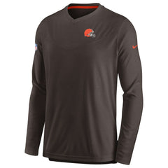 Sideline Coach Chevron Lock Up Long Sleeve V-Neck Performance T-Shirt - Cleveland Browns T-shirts