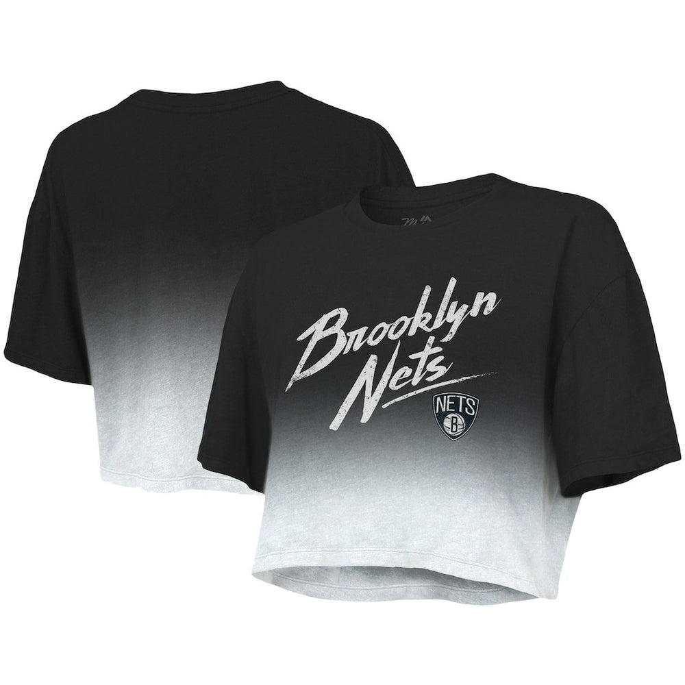 Brooklyn Nets Majestic Threads Women's Dirty Dribble Tri-Blend Cropped T-Shirt