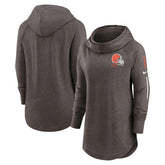 Women's Minimal Statement Lightweight Raglan Funnel Neck Pullover Hoodie - Cleveland Browns Hoodies