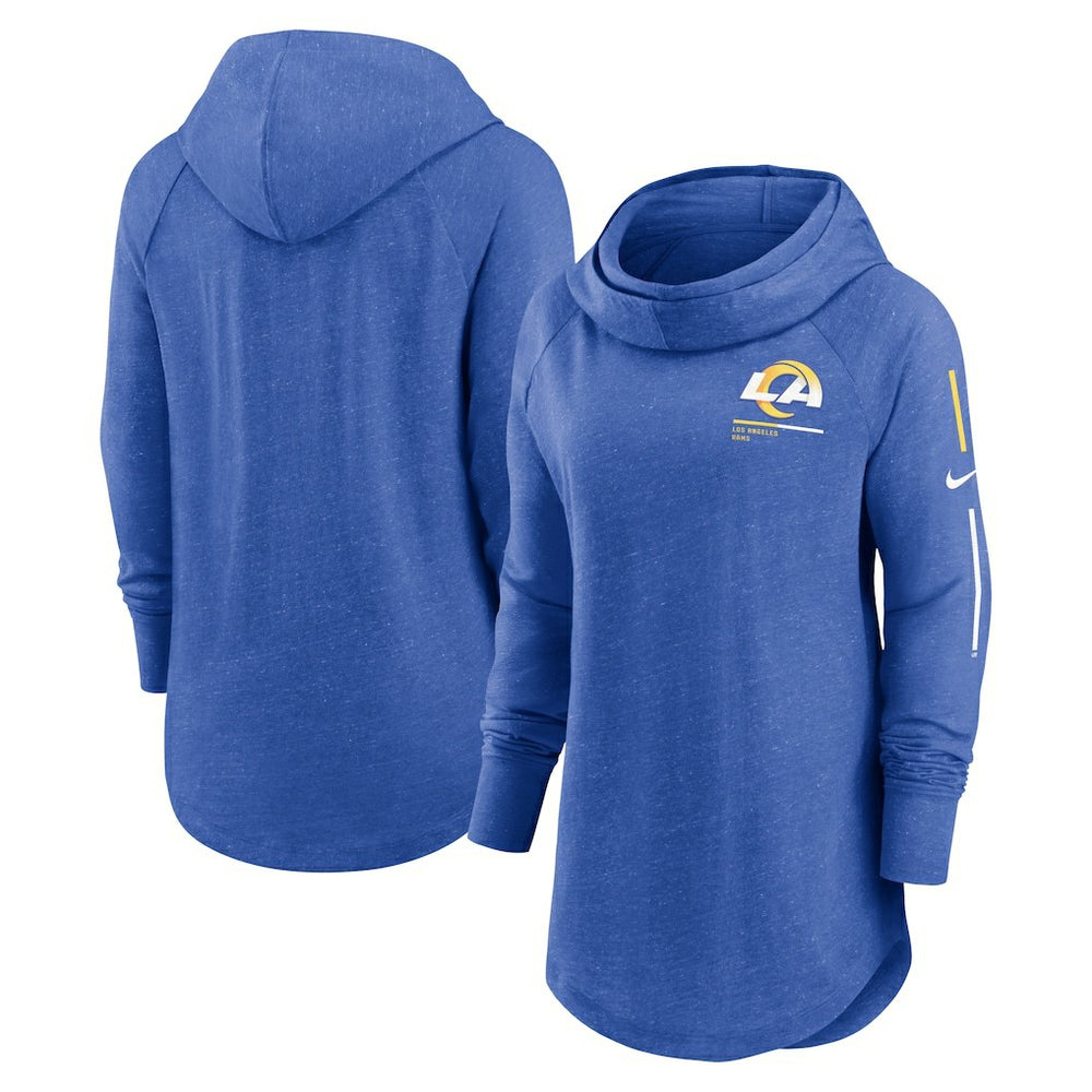 Women's Minimal Statement Lightweight Raglan Funnel Neck Pullover Hoodie - Los Angeles Rams Hoodies