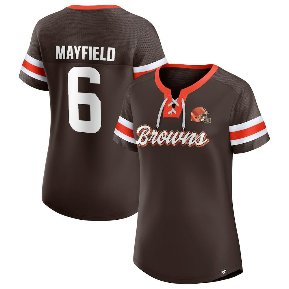 Baker Mayfield Women's Athena Name & Number Notch Neck T-Shirt - Cleveland Browns T-shirts