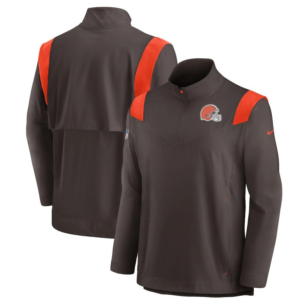 Sideline Coach Chevron Lockup Quarter-Zip Long Sleeve Top - Cleveland Browns Tops