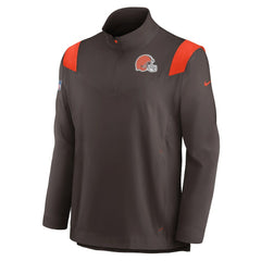 Sideline Coach Chevron Lockup Quarter-Zip Long Sleeve Top - Cleveland Browns Tops