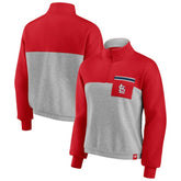 Red/Heather Gray St. Louis Cardinals Fanatics Women's Iconic Cinch Waist Quarter-Zip Top
