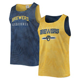 Navy/Gold Milwaukee Brewers FOCO Floral Reversible Mesh Tank Top