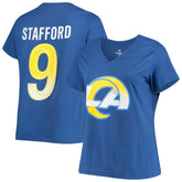 Matthew Stafford Women's Plus Size Player Name & Number V-Neck T-Shirt - Los Angeles Rams T-shirts