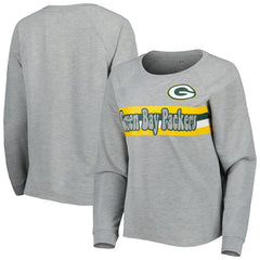Juniors All Striped Up Raglan Long Sleeve T-Shirt - Green Bay Packers T-shirts