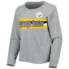 Juniors All Striped Up Raglan Long Sleeve T-Shirt - Pittsburgh Steelers T-shirts