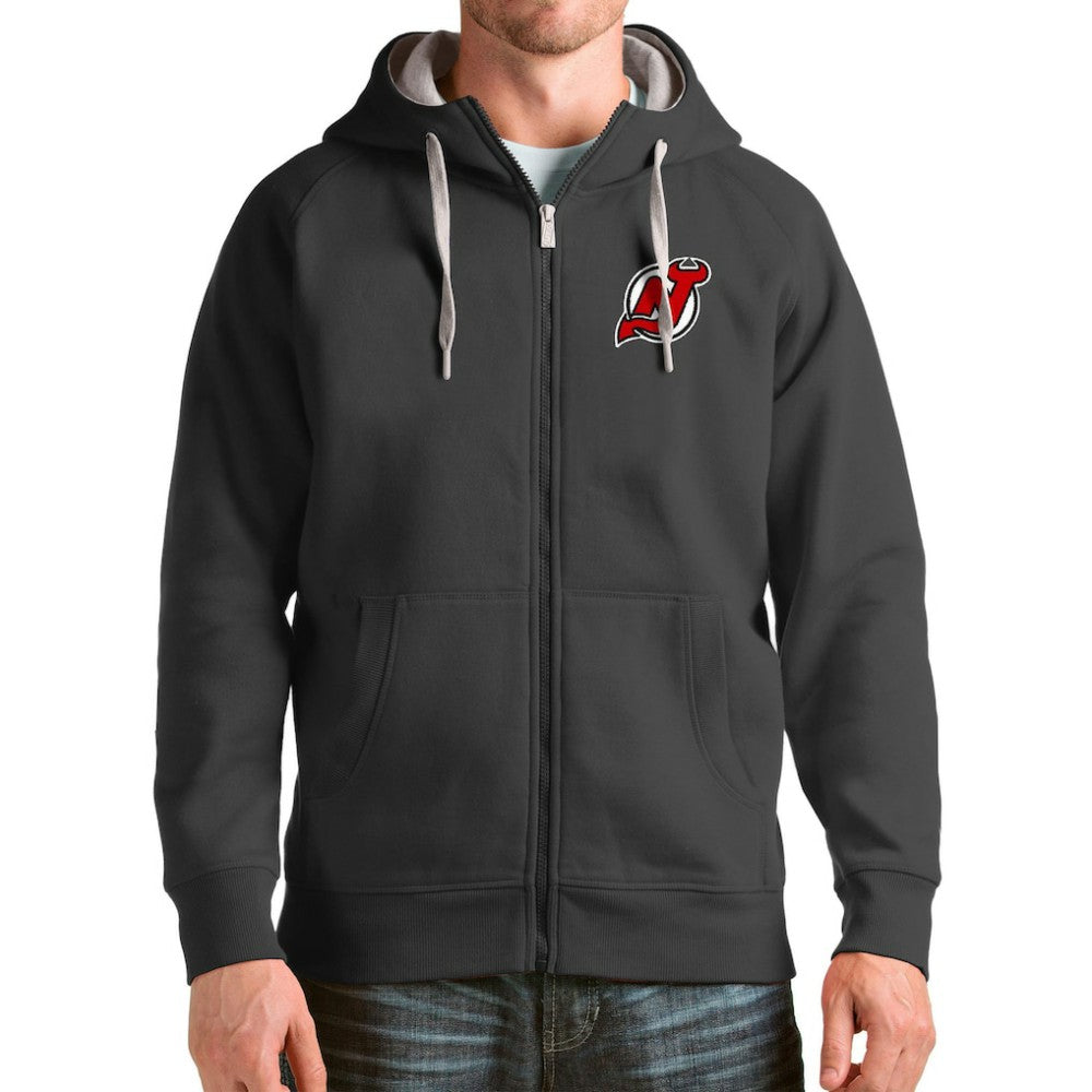 NHL New Jersey Devils Antigua Logo Victory Full-Zip Hoodie