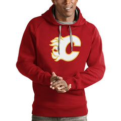 NHL Calgary Flames Antigua Logo Victory Pullover Hoodie