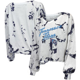 Majestic Threads Women's Off-Shoulder Tie-Dye V-Neck Long Sleeve T-Shirt - Tennessee Titans T-shirts