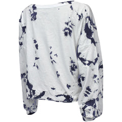 Majestic Threads Women's Off-Shoulder Tie-Dye V-Neck Long Sleeve T-Shirt - Tennessee Titans T-shirts