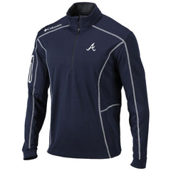 Navy Atlanta Braves Columbia Shotgun Omni-Wick Quarter-Zip Pullover Jacket