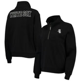 Black Chicago White Sox The Wild Collective Women's Two-Hit Quarter-Zip Pullover Top