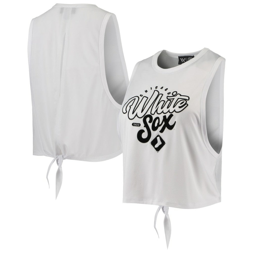 White Chicago White Sox The Wild Collective Women's Open Back Twist-Tie Tank Top
