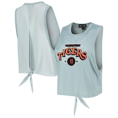 Light Blue Detroit Tigers The Wild Collective Women's Open Back Twist-Tie Tank Top