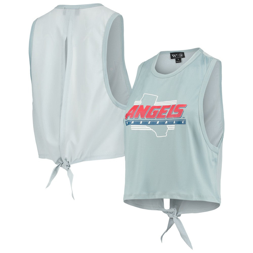 Light Blue Los Angeles Angels The Wild Collective Women's Open Back Twist-Tie Tank Top