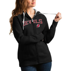 NHL New Jersey Devils Antigua Women's Wordmark Victory Full-Zip Hoodie