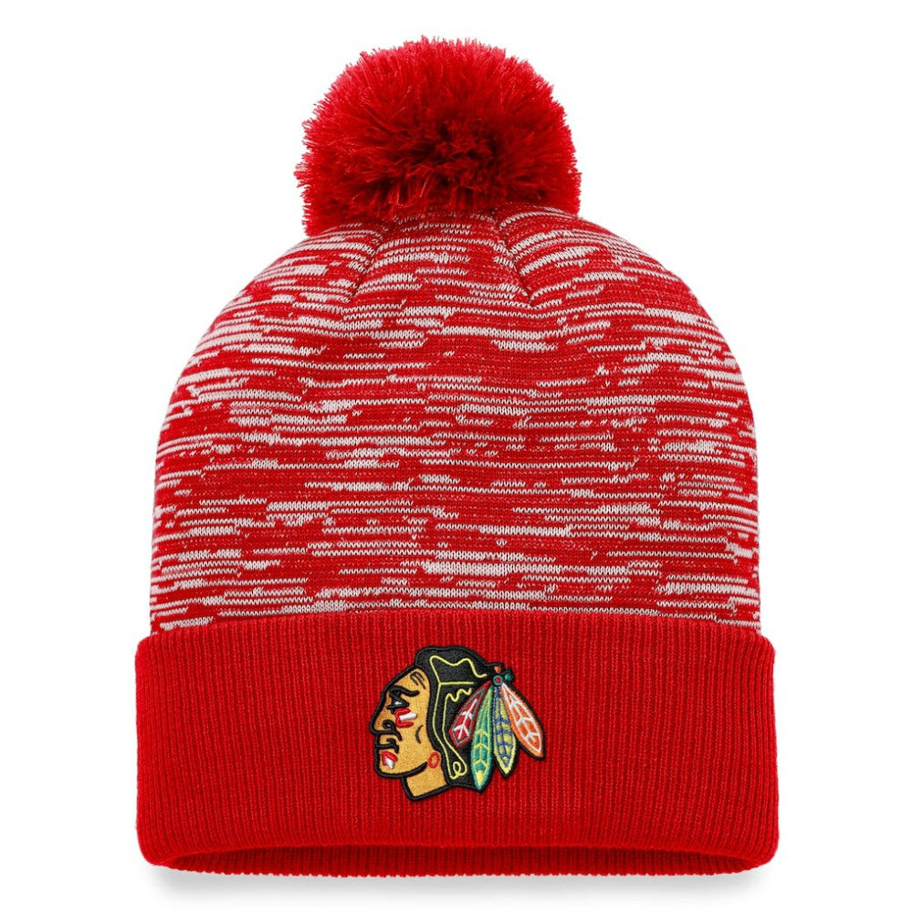 NHL Chicago Blackhawks Fanatics Defender Cuffed Knit Hat with Pom