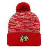 NHL Chicago Blackhawks Fanatics Defender Cuffed Knit Hat with Pom