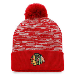 NHL Chicago Blackhawks Fanatics Defender Cuffed Knit Hat with Pom