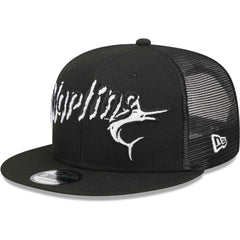 Black Miami Marlins New Era Street Trucker 9FIFTY Snapback Hat