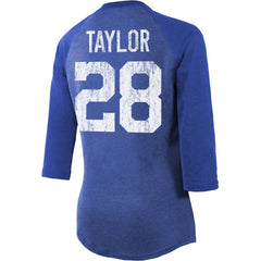 Jonathan Taylor Majestic Threads Women's Player Name & Number Raglan Tri-Blend 3/4-Sleeve T-Shirt - Indianapolis Colts T-shirts
