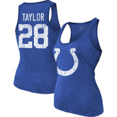 Jonathan Taylor Majestic Threads Women's Player Name & Number Tri-Blend Tank Top - Indianapolis Colts Tops
