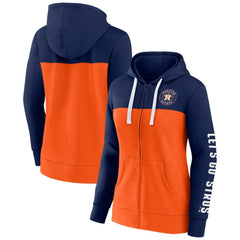 Navy/Orange Houston Astros Fanatics Women's Take The Field Colorblocked Hoodie Full-Zip Jacket