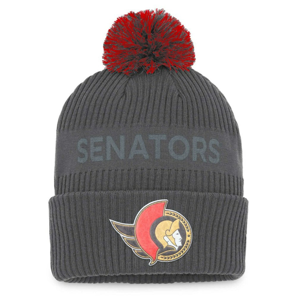 NHL Ottawa Senators Fanatics Authentic Pro Home Ice Cuffed Knit Hat with Pom