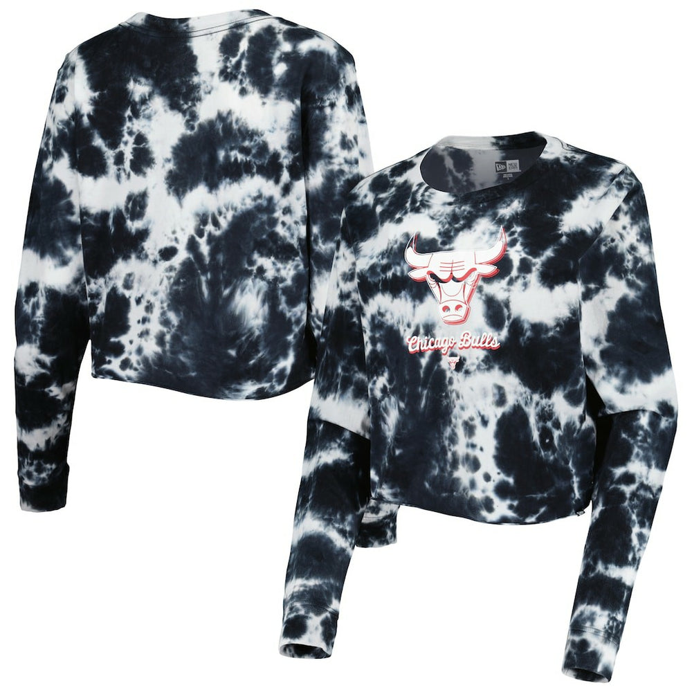 New Era Chicago Bulls Women's Tie Dye Cropped Long Sleeve T-Shirt sale