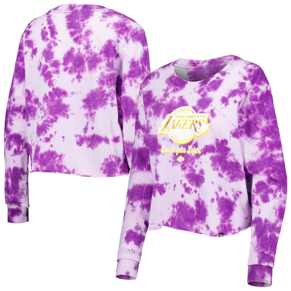 New Era Los Angeles Lakers Women's Tie Dye Cropped Long Sleeve T-Shirt