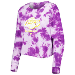New Era Los Angeles Lakers Women's Tie Dye Cropped Long Sleeve T-Shirt