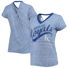 Royal Kansas City Royals Touch Women's Hail Mary Back Wrap Space-Dye V-Neck T-Shirt