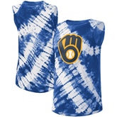 Blue Milwaukee Brewers Touch Women's Money Ball Tie-Dye Tank Top