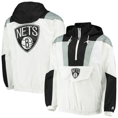 Brooklyn Nets Starter Striker Crinkle Half-Zip Hoodie Jacket