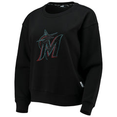 Black Miami Marlins DKNY Sport Women's Carrie Pullover Sweatshirt