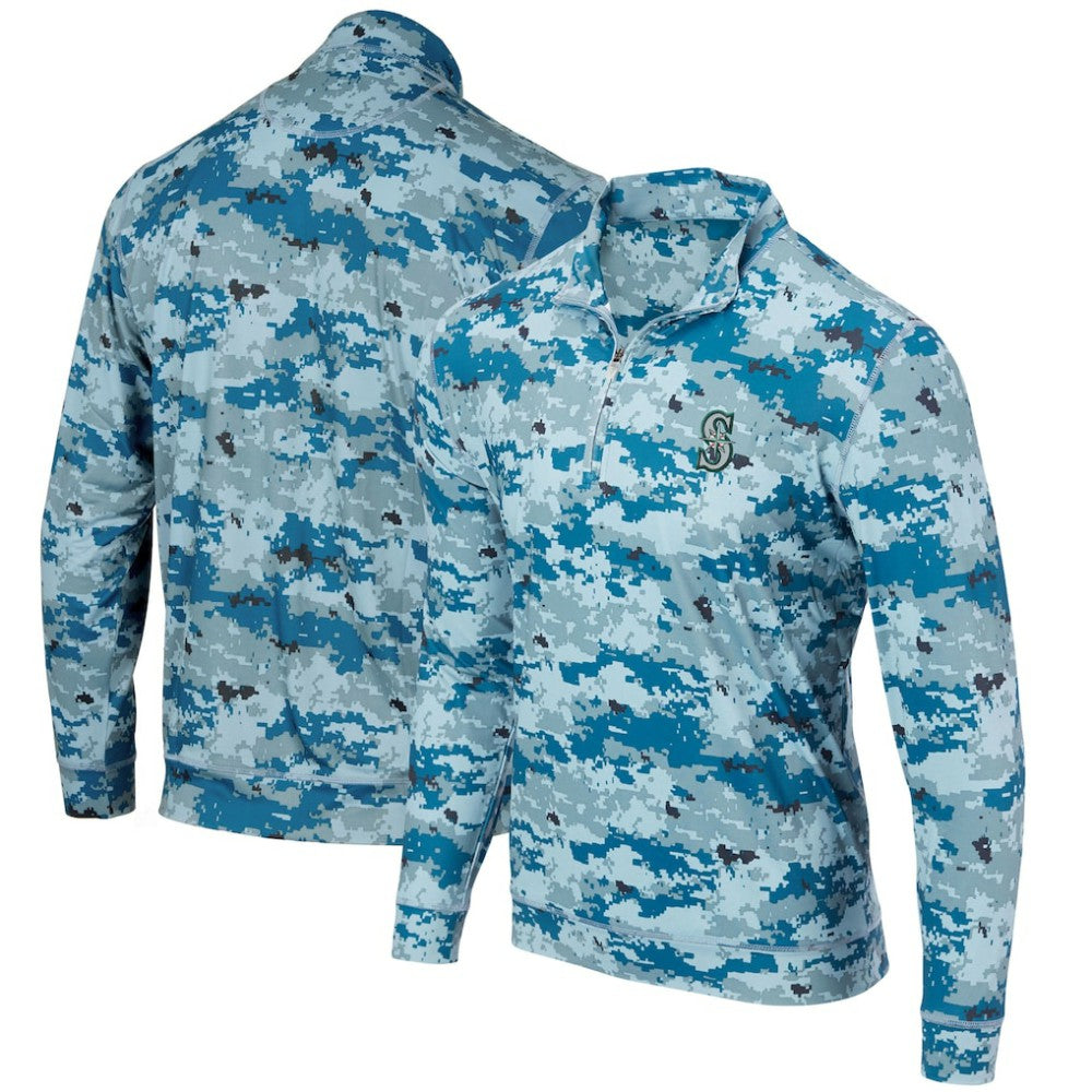 Blue Seattle Mariners Digital Camo Performance Quarter-Zip Pullover Jacket