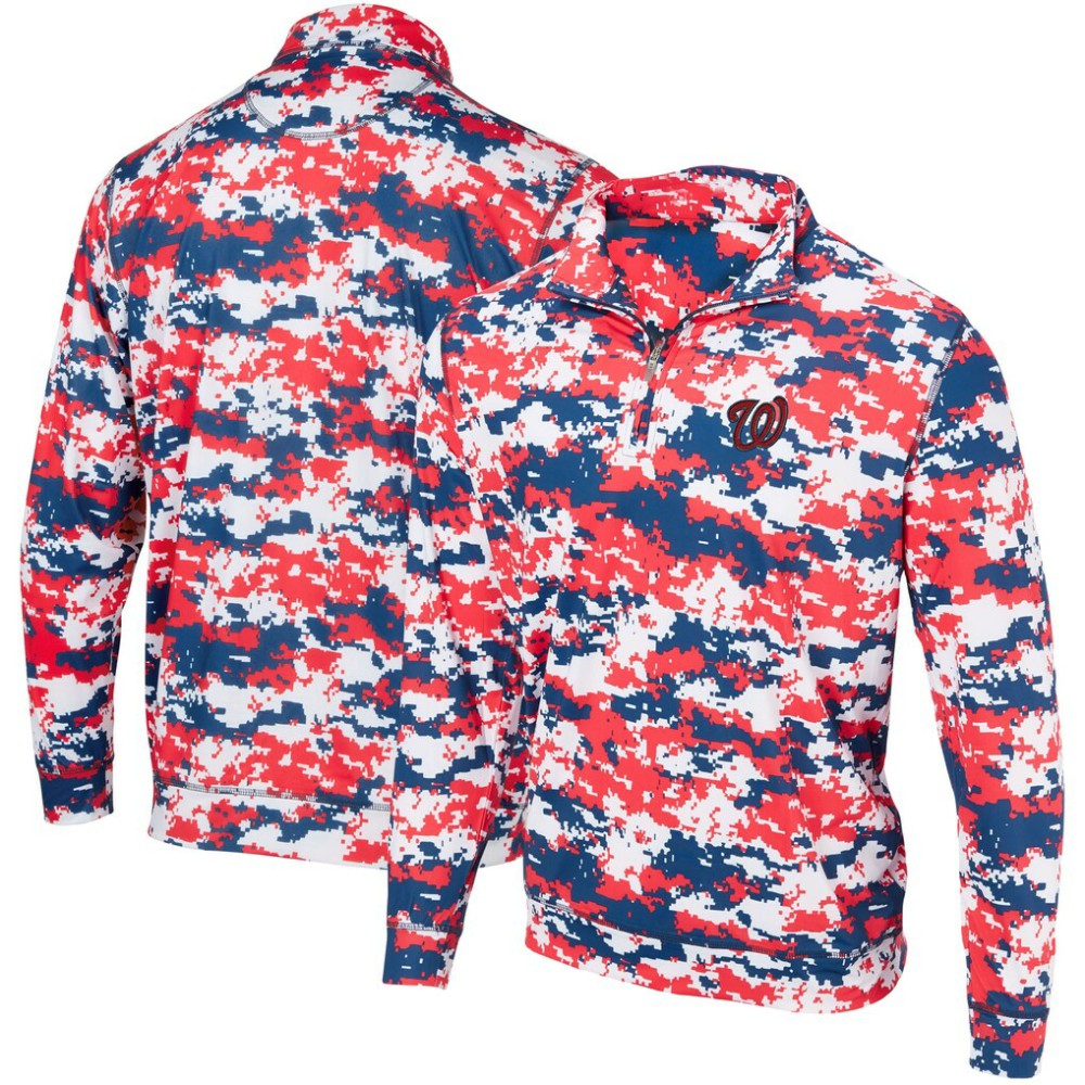 Red Washington Nationals Digital Camo Performance Quarter-Zip Pullover Jacket