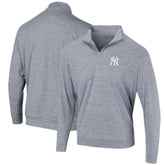 Heathered Navy New York Yankees Peached Marled Yarn Quarter-Zip Pullover Jacket