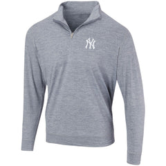 Heathered Navy New York Yankees Peached Marled Yarn Quarter-Zip Pullover Jacket