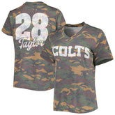 Jonathan Taylor Majestic Threads Women's Name & Number V-Neck Tri-Blend T-Shirt - Indianapolis Colts T-shirts